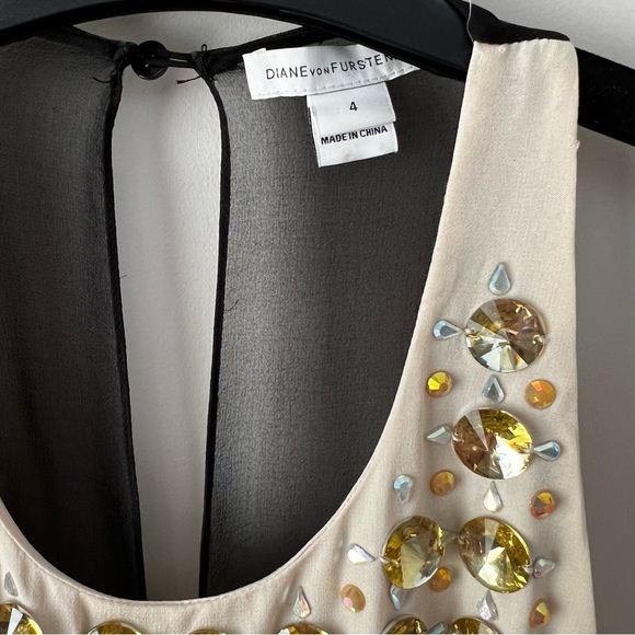 DVF Gidget Crystal Stud Long Dress - BLACK & CREAM - Picture 16 of 16